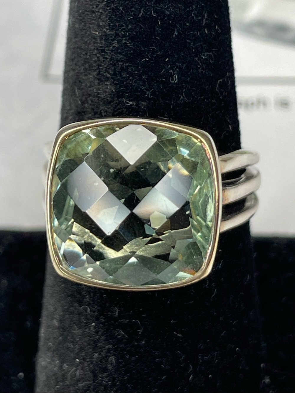 Effy Two-Tone Gold and Silver amethyst Stone Cutout Women's Ring Size 8